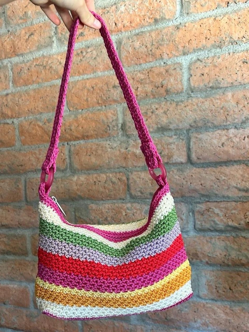 The Sak Multicolored Horizontal Striped Knit Hobo Bag